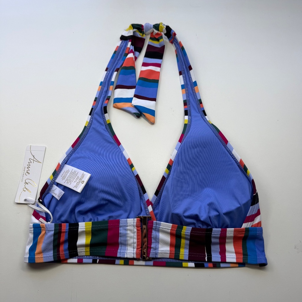 Anne Cole Womens Colorful Easy Breezy Stripe Beach Halter Bikini Swim Top Small - Picture 4 of 7